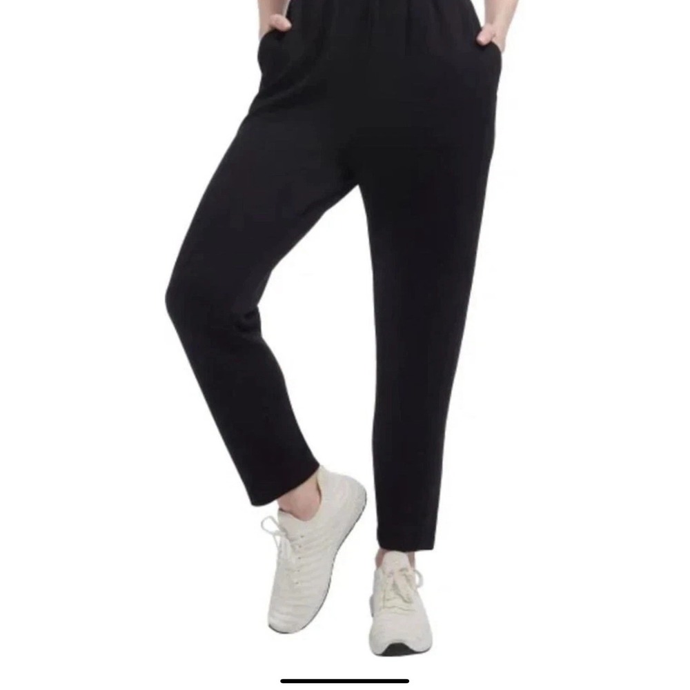 Danskin Womens Luxe Retro Jogger Pants Black Solid Activewear Pockets Size Large